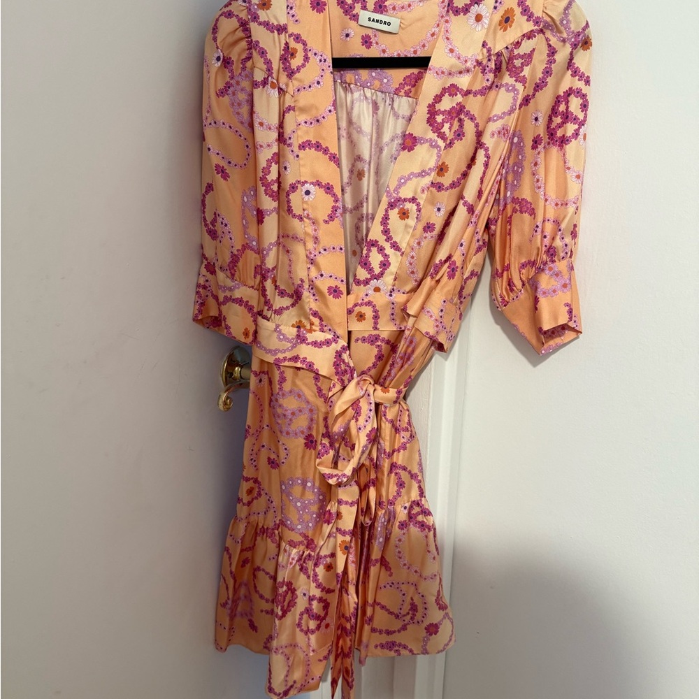 Sandro SILK DRESS WITH PEACE & LOVE PRINT